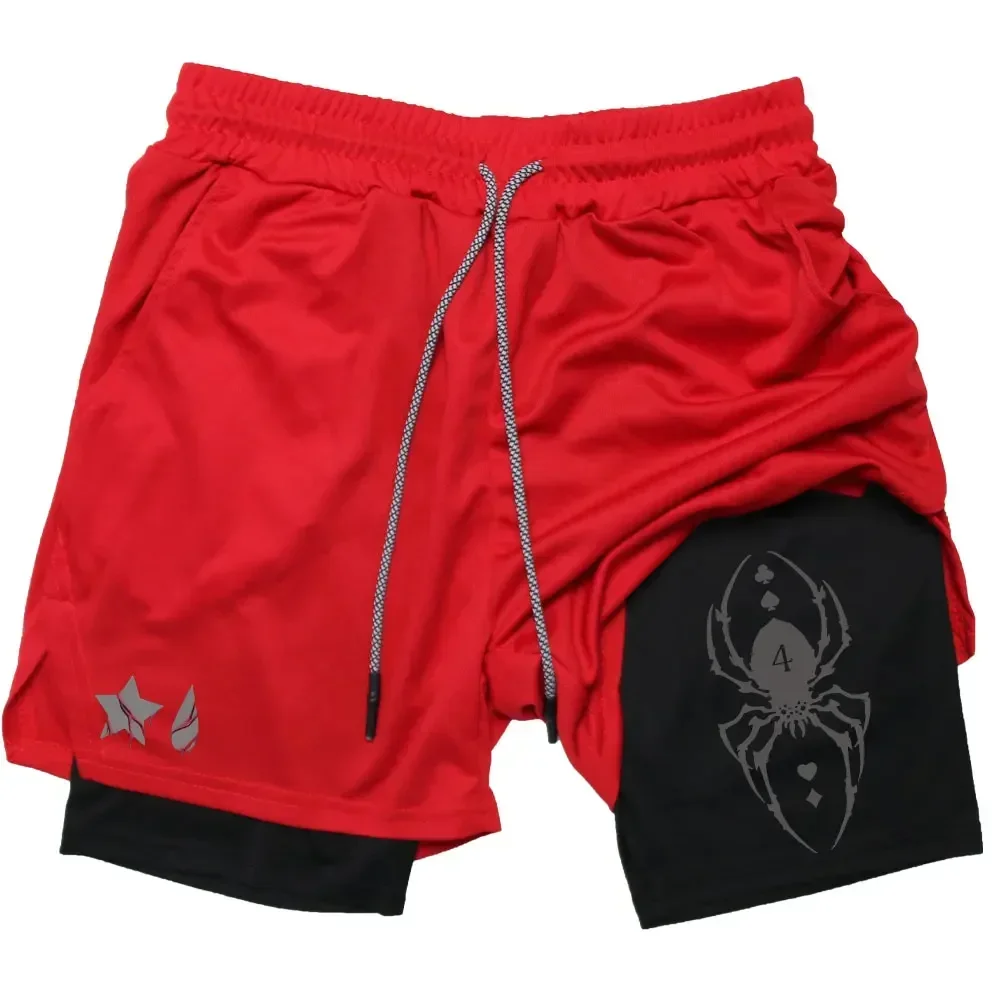 Shorts de performance Anime Hunter X Hunter pour hommes, shorts de compression 2 en 1 pour la course à pied, entraînement, sport, gym, séchage rapide avec poches