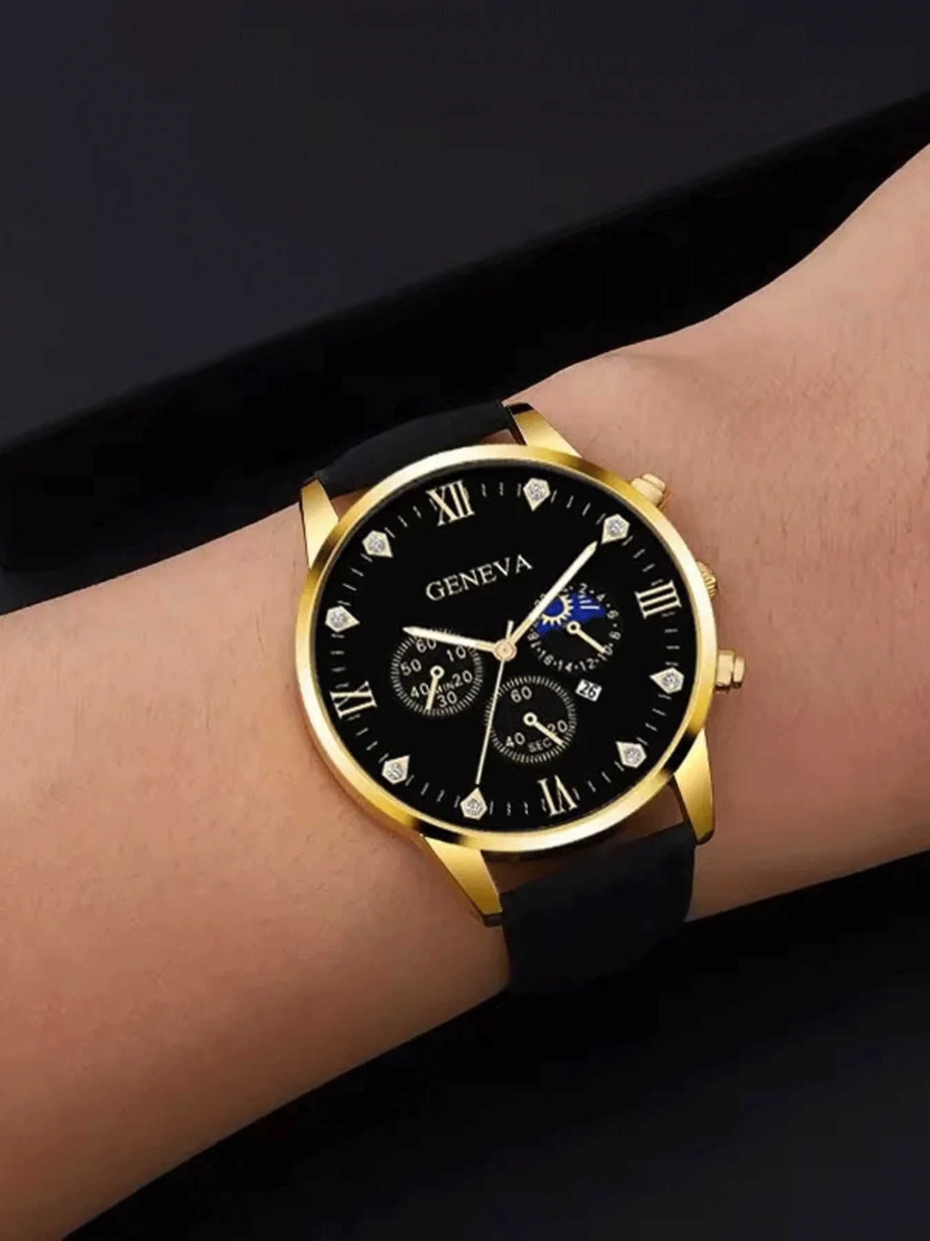 Two piece men's steel strap watch and men's quartz watch set