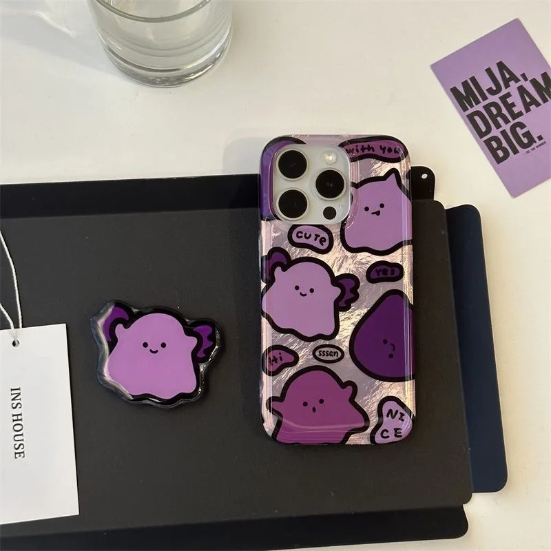 Ghost Eggplant Holder Dazzle Lustre Lining Hard Phone Case