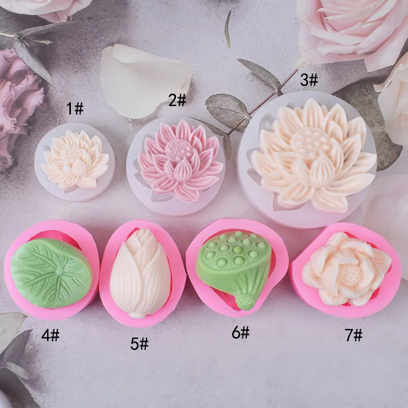 Creative Lotus Flowers Handmade Soap Silicone Molds DIY Leaf Aromatherapy Plaster Gypsum Crafts Mold for Car Decoration