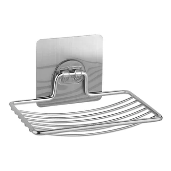 ผู้ถือสบู่สแตนเลสห้องน้ํา Draining สบู่สบู่ฟองน้ําผู้ถือไม่มีเจาะสบู่ Self ถาด Bathroom Essentials 7