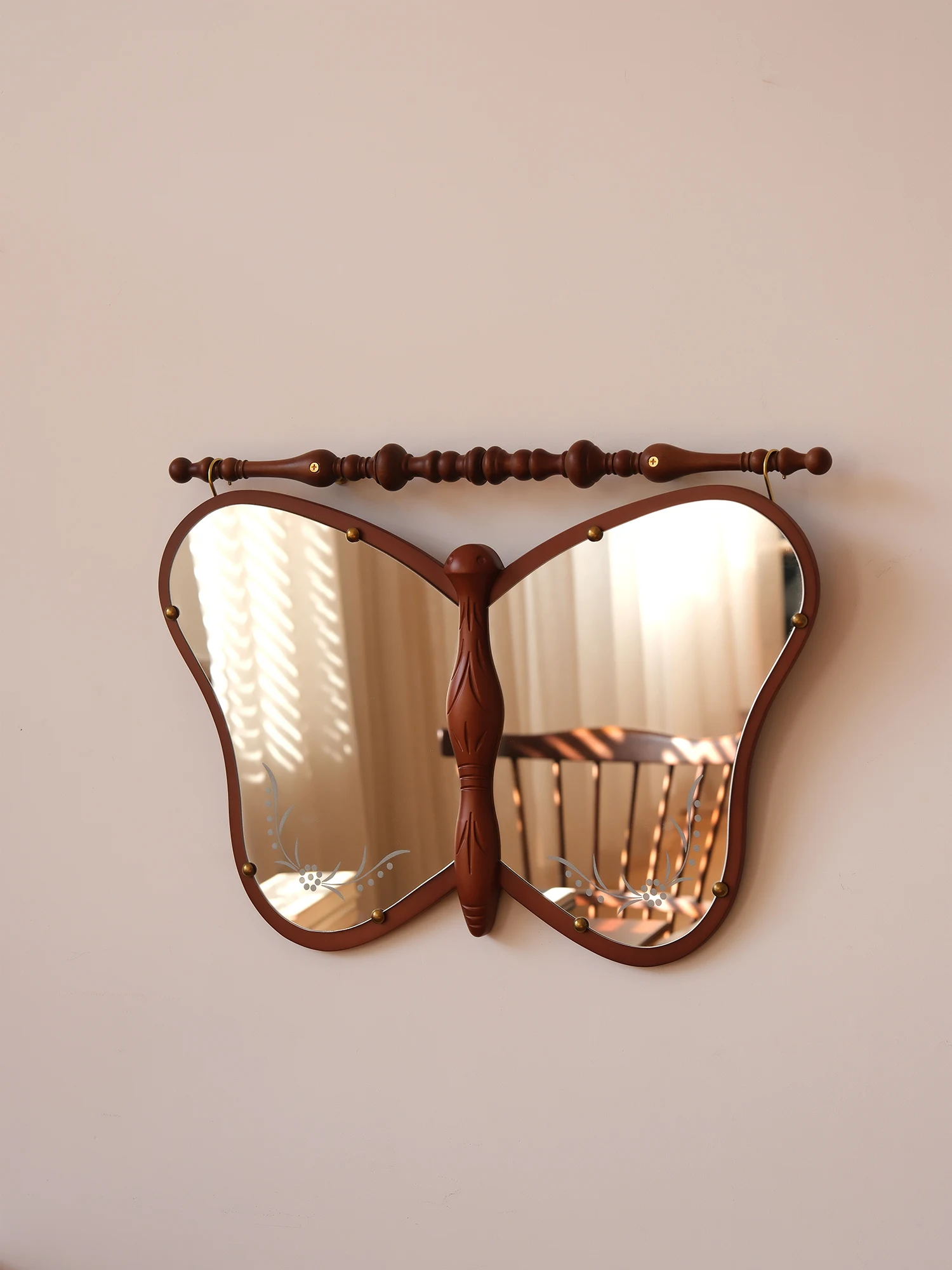 Espejo Mariposa De Madera Maciza, Sala De Estar, Dormitorio, Maquillaje, Decoracias De Pared Del Parasole