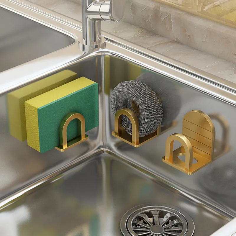 Sink Sponge Holder Space Aluminium Kitchen Sink Dish Washing Drain Drying Rack Storage