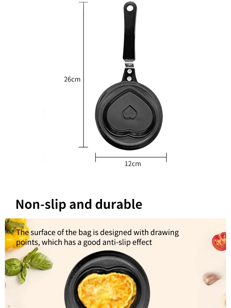 Description Picture 5 of itemLove Omelet Pan With Handle Pan Mini Cute Cartoon Pattern Fried Eggs Diy Nutritious Breakfast Kitchen Tools Baby Supplement