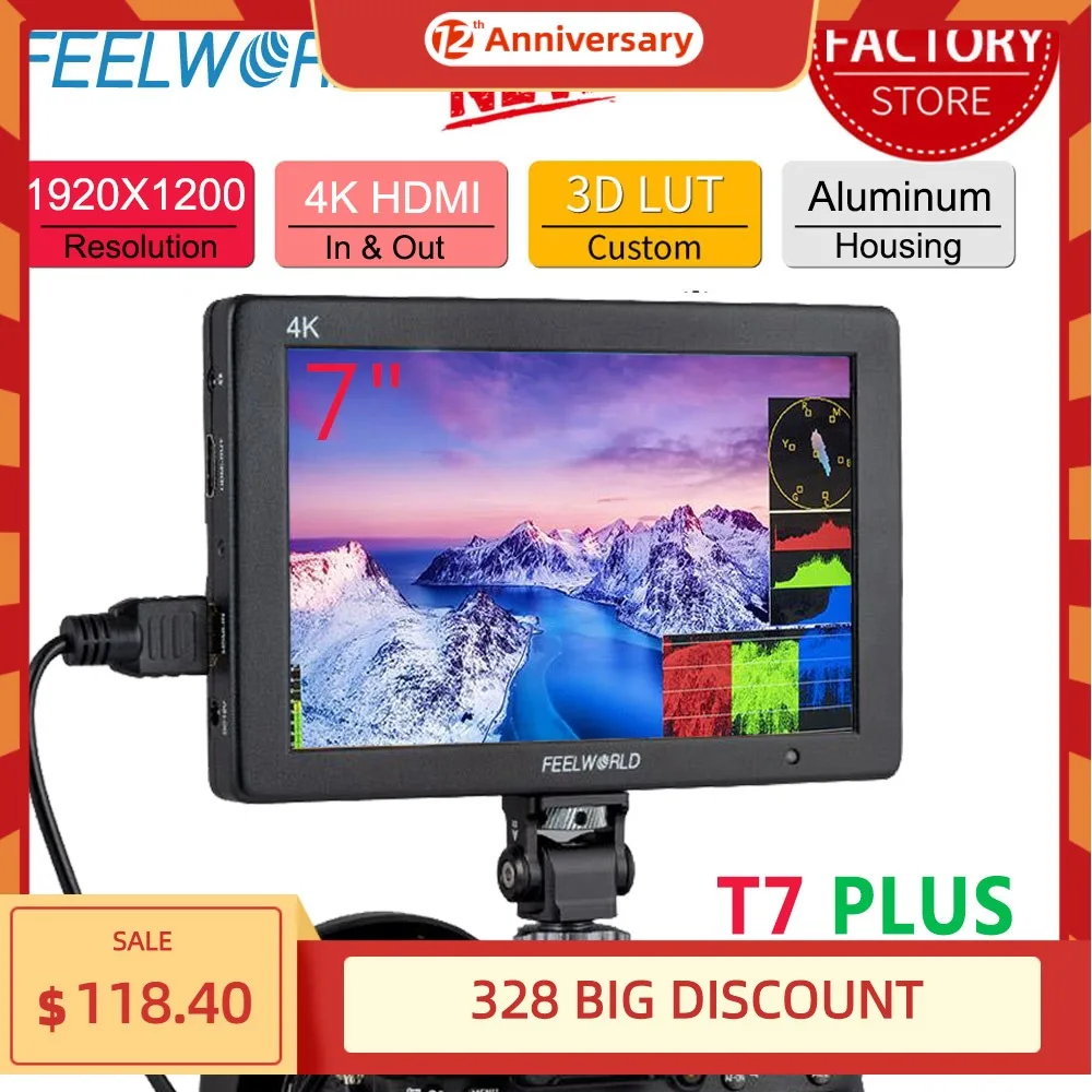 7-дюймовый 3D монитор Feelworld T7 PLUS для цифровой зеркальной камеры 4K - Цена: 15 585,28 руб.