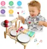 Wooden Music Toys For Babies Children's Multifunctional Music Knocking Table Early Education Kids Drum Set Music Toy Baby Gift 3