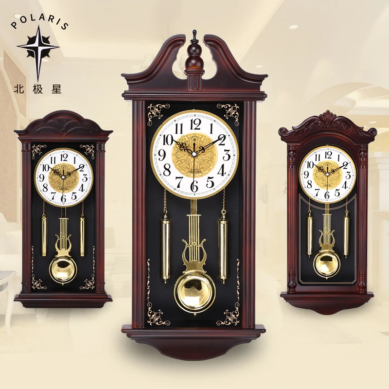Creative Chinese Wall Clock Retro Living Room Silent Pendulum Swing Clocks Imitation Wood Quartz Clock Duvar Saati Gift FZ693 3