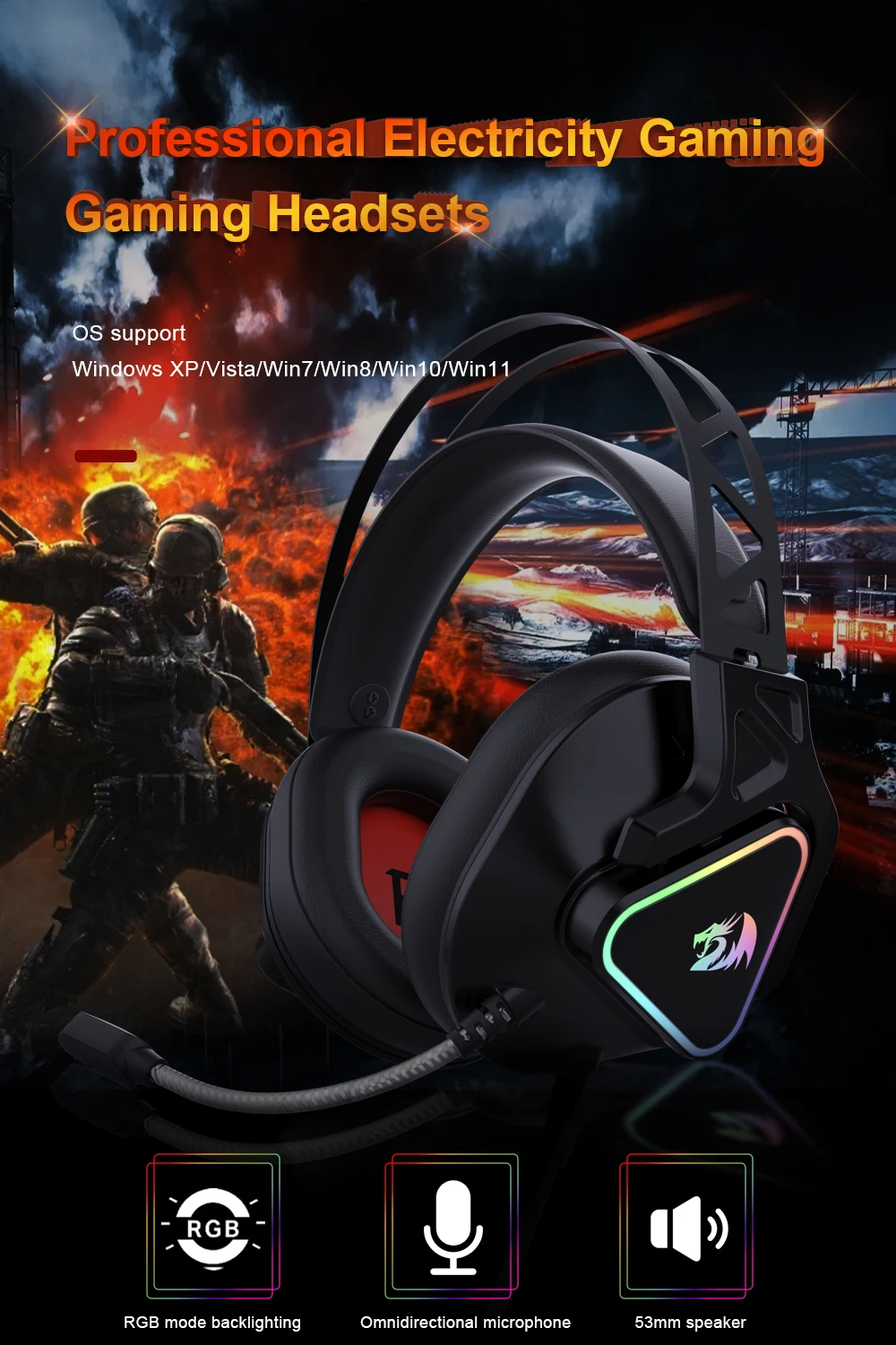 “step up your gaming with cadmus h370 rgb backlighting gaming headphones – usb, 7.1 surround sound, compatible with pc, with built-in microphone