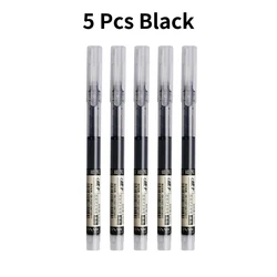 Premium Quick - Drying Liquid Gel Pens - Large Capacity Black & Blue Ink, 0.5mm Fine Tip (5 black pen)