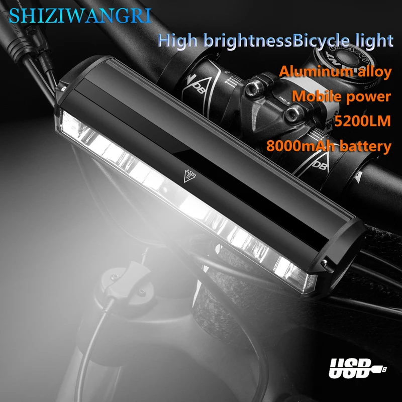 

SHIZIWANRI Bicycle Light Rechargeable 8000mAh 5*P90 LED Flashlight MTB Road Cycling Lamp 5200Lm Headlight Bike Accessories