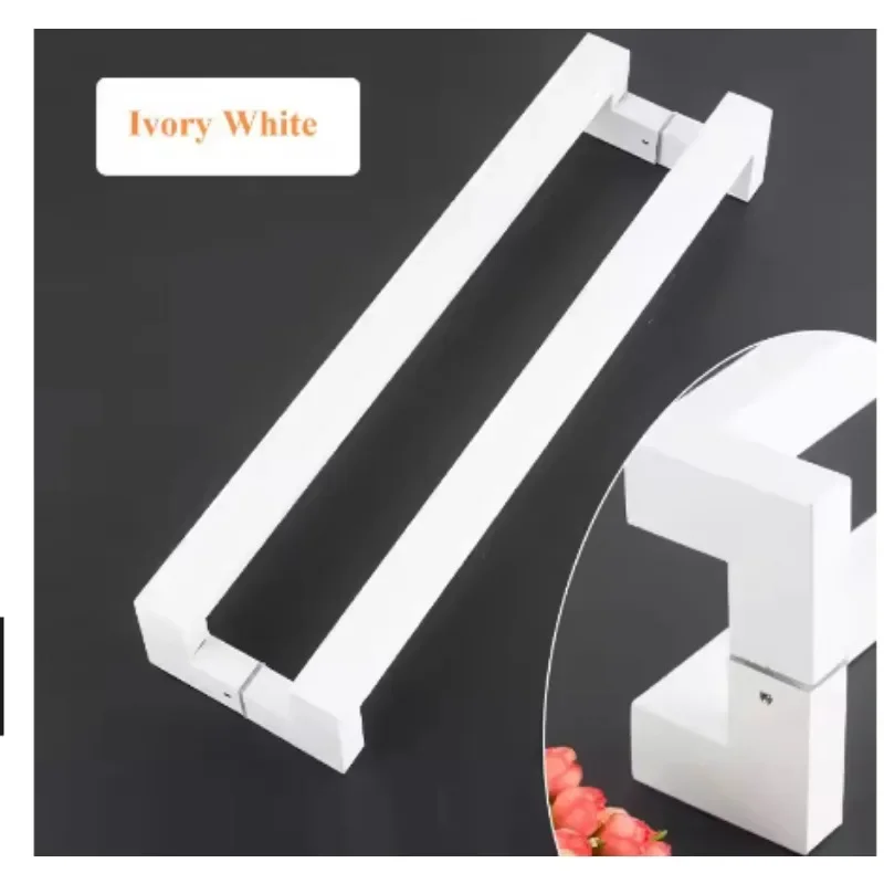 Stainless Steel CC400mm Glass Mounted Offset Square Back-to-Back Pull Handle Commercial Entrance