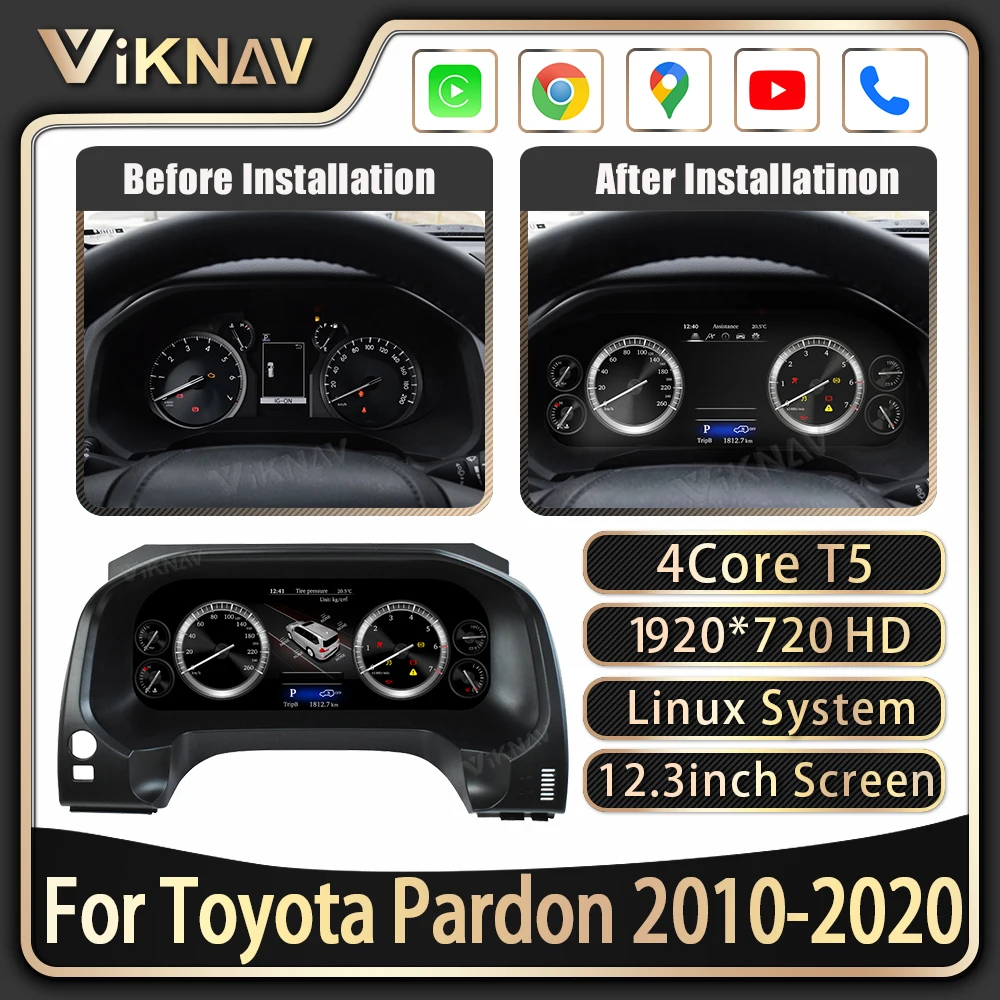 

Digital Dashboard For Toyota Prado 2010-2020 Car Speedometer meter 12.3inch LCD Screen Panel