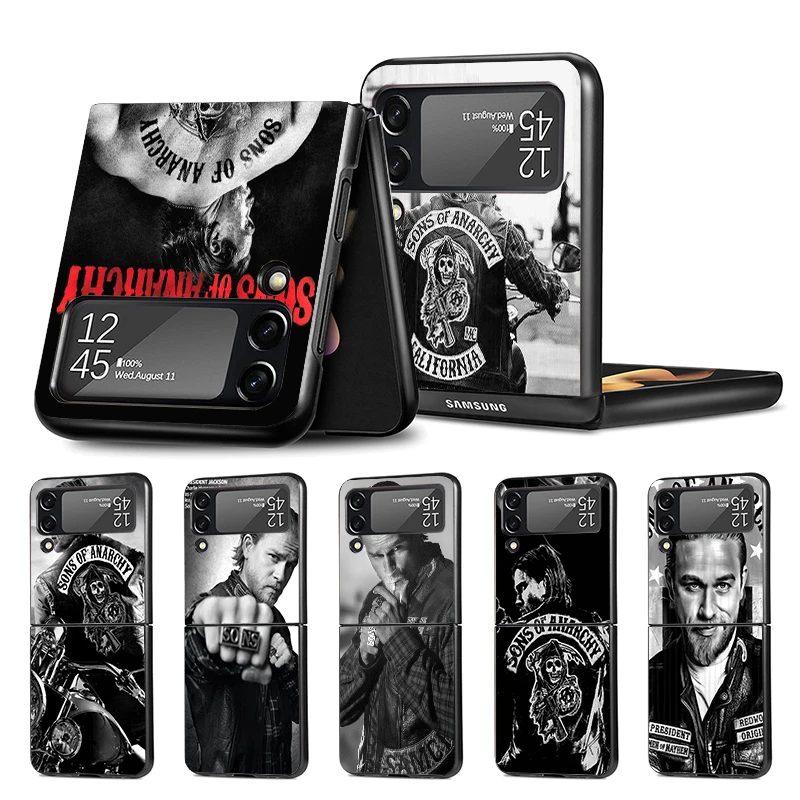 Sons Of Anarchy Black Z Flip 4 Phnoe Case Per Samsung Z Flip 3 5 5G Black Hard Shell Galaxy Zflip3 Zflip4 Zflip5 Cover Unica Lu