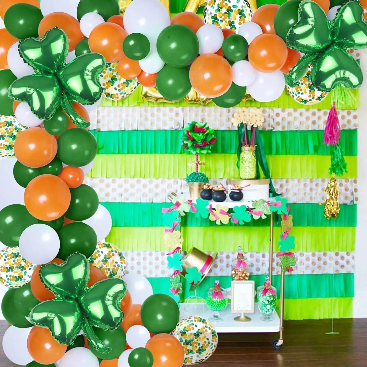 

St. Patrick's Day Theme Balloon Garland Arch Kit, Green Shamrock Balloons, Birthday Party Decorations, Baby Shower