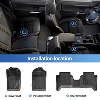 Tapis de sol de voiture en TPE 3D, jeu de pieds, coussinets, tous temps, accessoires automobiles, Ford Ranger 2023 2024, 3 pièces par ensemble 2