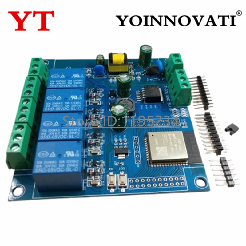 Binghe ESP Relais 2 kanaals module, ESP 32 relais ontwikkelingsboard met 4 MB Flash Dual Wifi DC5 60V stroomvoorziening voor secundaire ontwikkelingsleren (LC relay ESP32 2R D5
