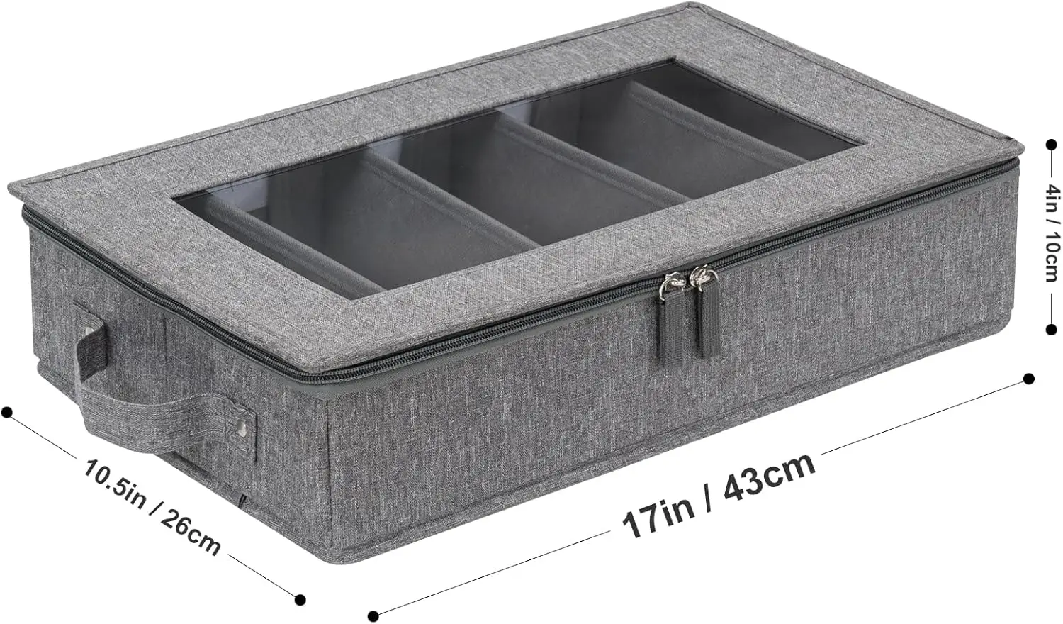 Flatware Utensil Storage Case, Silverware Storage Box Chest with Adjustable Dividers, Cutlery Storage Holder with Zipper Lid for 4