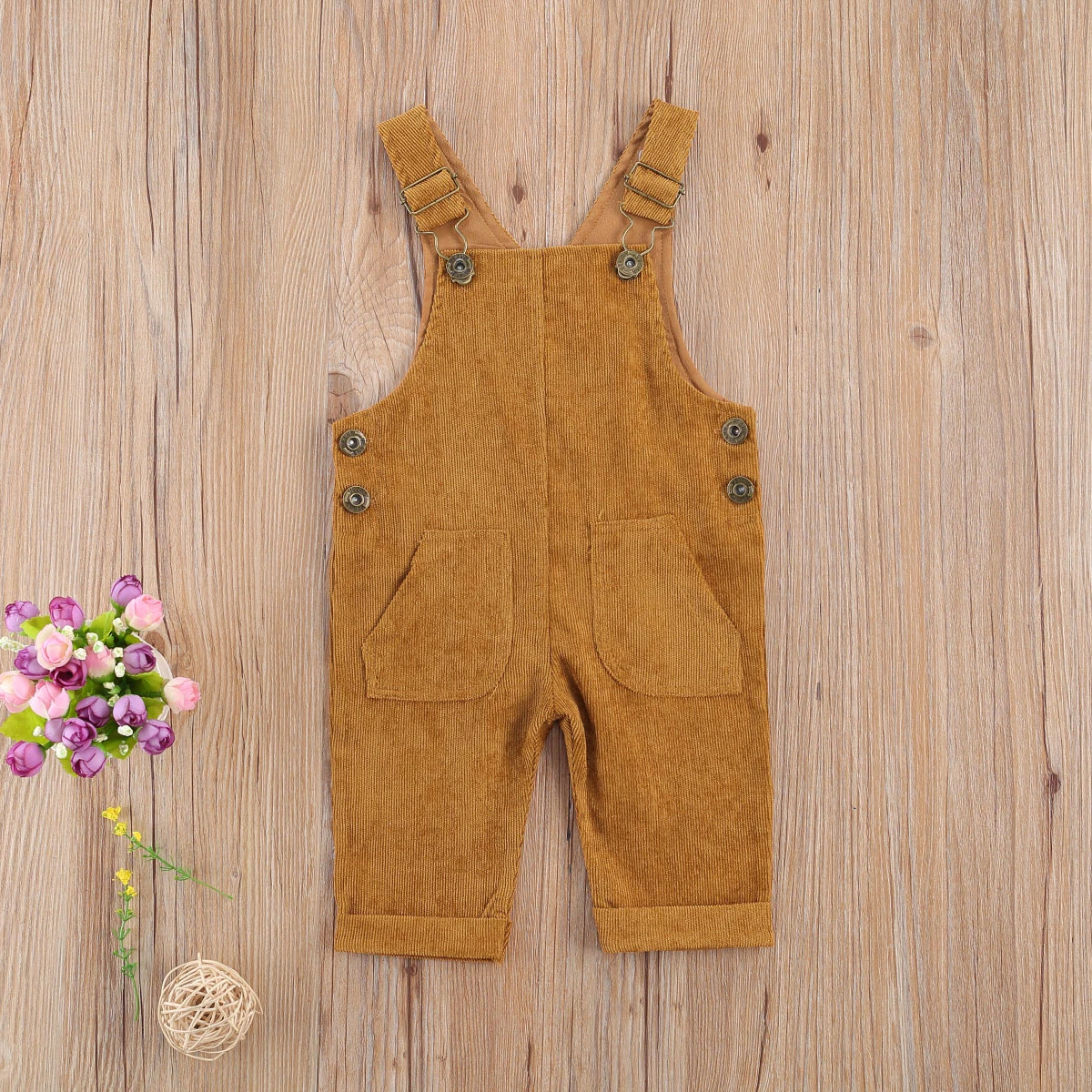 Baby Bodysuits made from viscose  Newborn Baby Boy Girl Corduroy Suspender Pants Button Loose Fit Solid Color Trousers with Pockets Adjustable Buckle Baby Clothes Baby Bodysuits expensive Baby Rompers