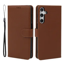 Litchi Grain Leather Flip Wallet with Card Holder and Magnetic Buckle - Galaxy S21 FE 5G (Brown)