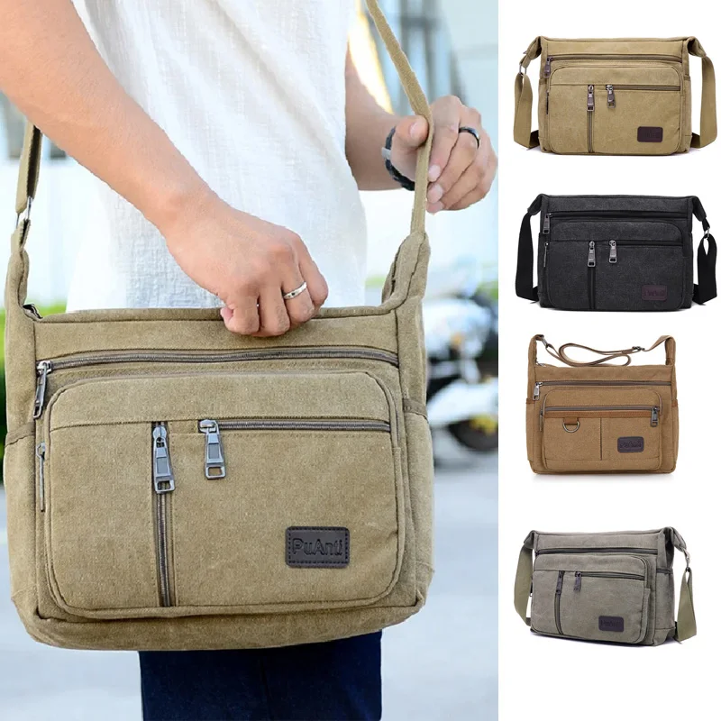 

Fashion Canvas Shoulder Messenger Bag Teenager Casual Tote Travel Men's Crossbody Bag for Women Multi-pocket schoolbag Handbag