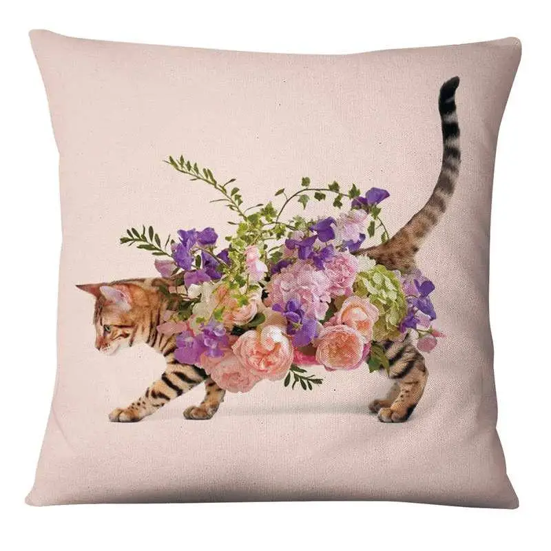 Nordic Design Floral Cats Art Painting Pillowcase Home Pillow Decoration Cushion Throw Pillows Almofadas Decorativas Para Sofa 