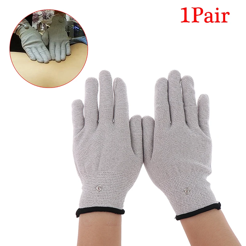 

1Pair Conductive Silver Fiber Electrode Gloves Pads Electrotherapy Massage