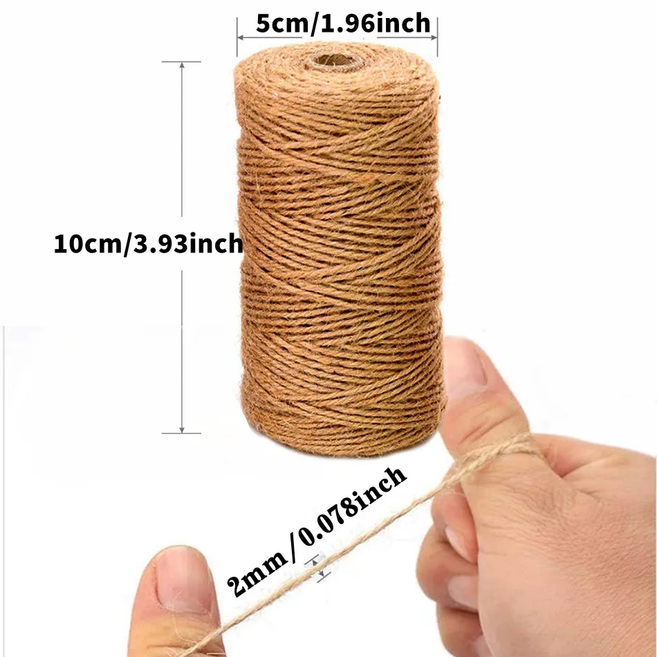 Jute Rope 2mm 100m for Boho Home Decor Camping Gear Repair