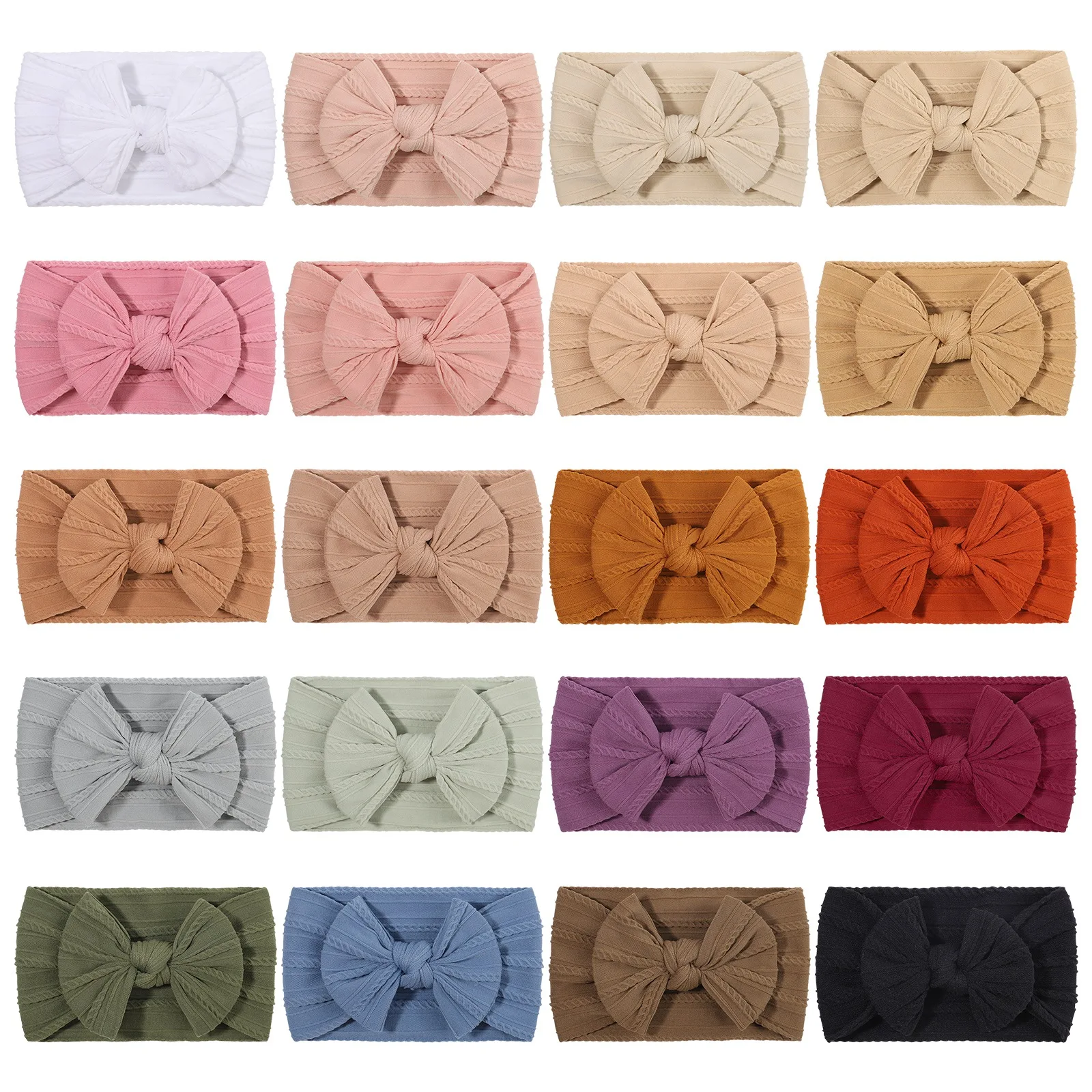 Hot PANTONE Autumn Color Bows Headband for Baby Girls Elastic Hair Band Cotton Bowknot Turban Kids Headwear Hair Accessories 1 pcs kids headband printed bows baby girls head wear newborn turban hair accessories bandage elastic headwrap infant gifts