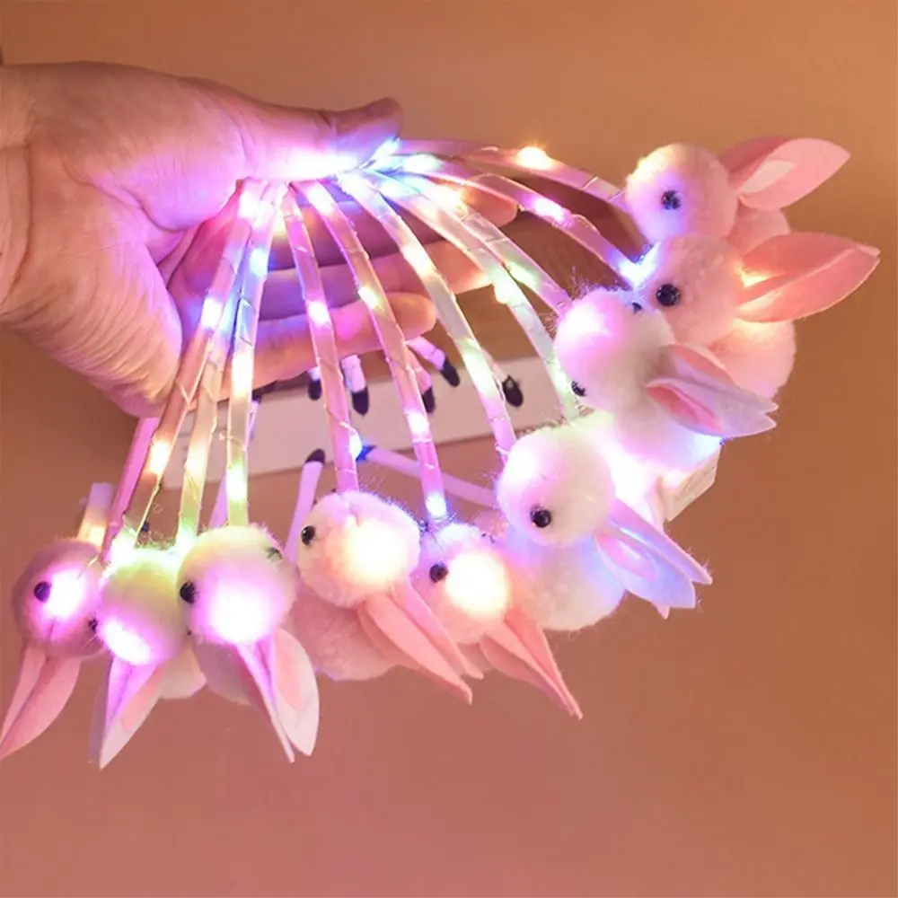 

Bunny Hair Hoop Plush Cosplay Hair Accessories Luminous Rabbit Headband Korean Style Headwear Female Hair bands Cute Hair Hoop