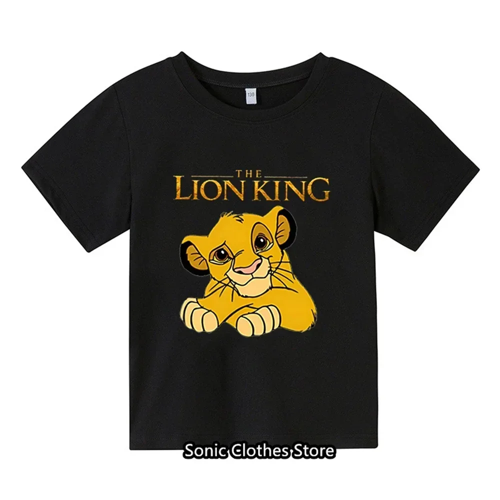thumbnail image 1 of Nueva camiseta de verano para niños con estampado de dibujos animados de animales del rey León Simba, camiseta estampada para niños y niñas, 1 of 5
