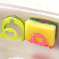 Porte-vaisselle et porte-éponge en plastique, 2 pièces, avec ventouse et crochets, organisateur d'évier de cuisine, support de rangement Vertical peu encombrant 1