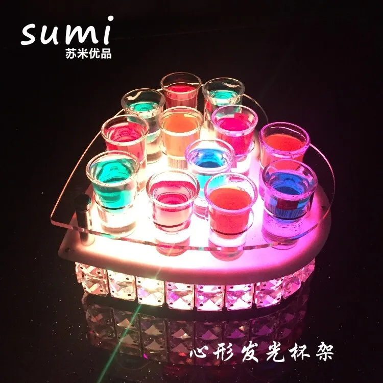 Airplane Shape LED Cocktail Glass Holder Rechargeable Shot Glass and Wine Rack for Bars KTVs and Wedding Party Decorations