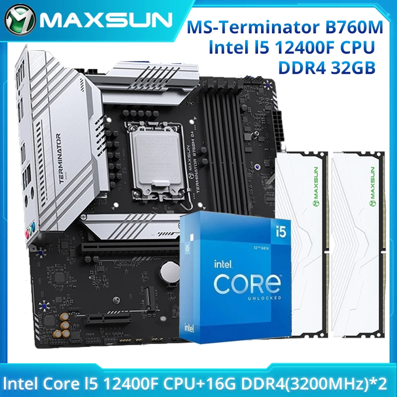 

Игровая материнская плата MAXSUN B760M D4 с комплектом Intel i5 12400F и двухканальным DDR4 16 Гбит/с 3200 МГц RAM LGA1700