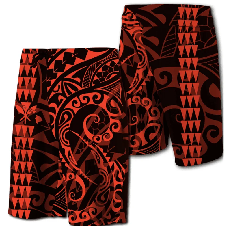 

2024 Men Shorts Hwaii Kakau Polynesian Board Shorts Colorful Haka Style Beach Short 3D Print Swim Trunks Ropa Hombre Short Pants