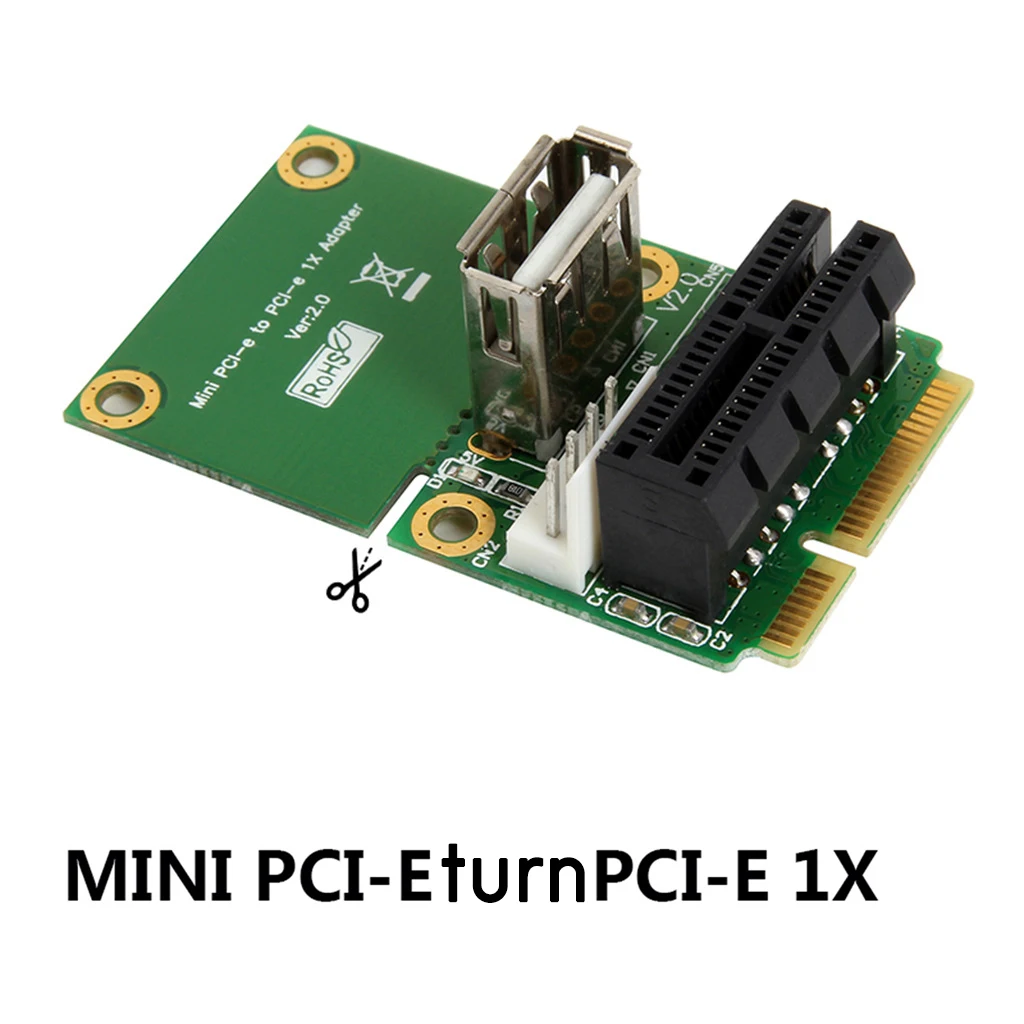 Mini PCI E para Pci Express Riser Card com Interface USB, Fonte de Alimentação de 4Pin, Suporta Altura Total, Meia Altura, 1X, Adaptador image_2