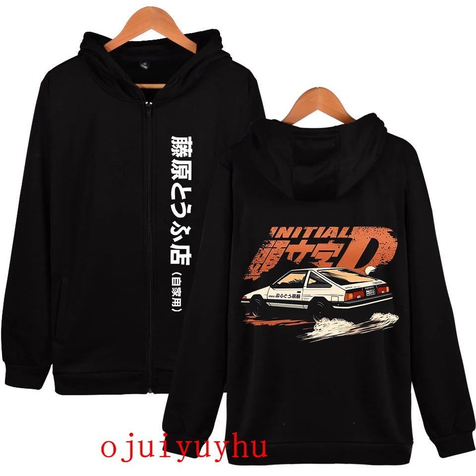 AE86 Zip Up Hoodies Initial D Korean Style Zippper Jackets Sweatshirts Anime Gothic Y2k Pullovers Mange Vintage Streetwear