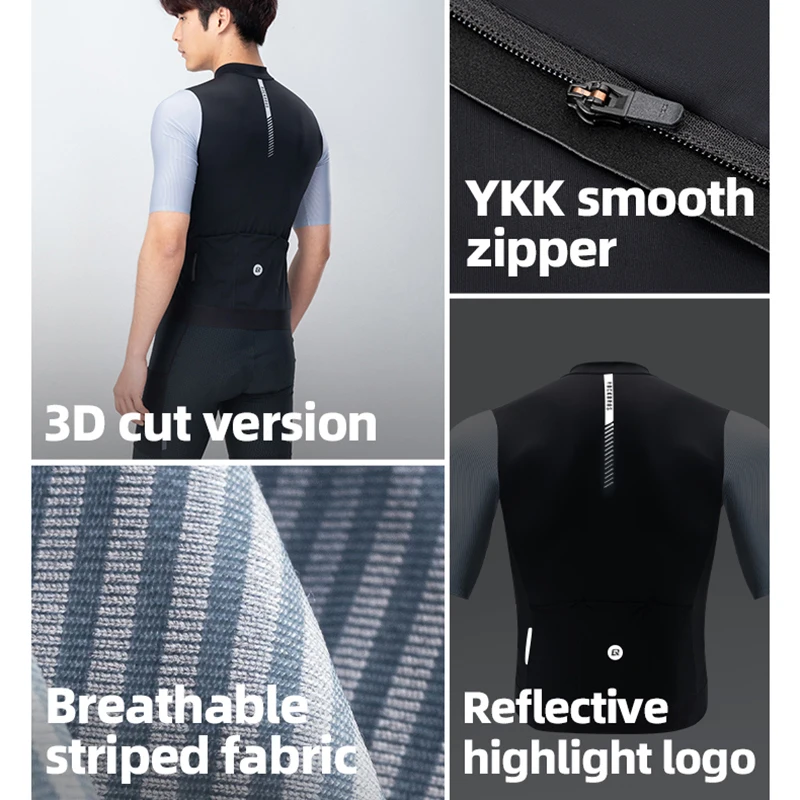 Bike Cycling Jersey ROCKBROS Men's Summer MTB Road Cycling Jersey Fashion Color Blocked 3D Cut Bike Jersey