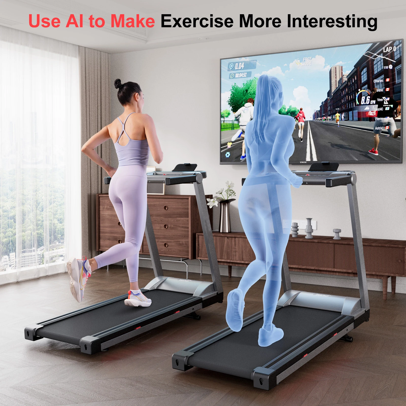 3.5HP Foldable Incline Home Treadmill with Handlebar & Smart App 4