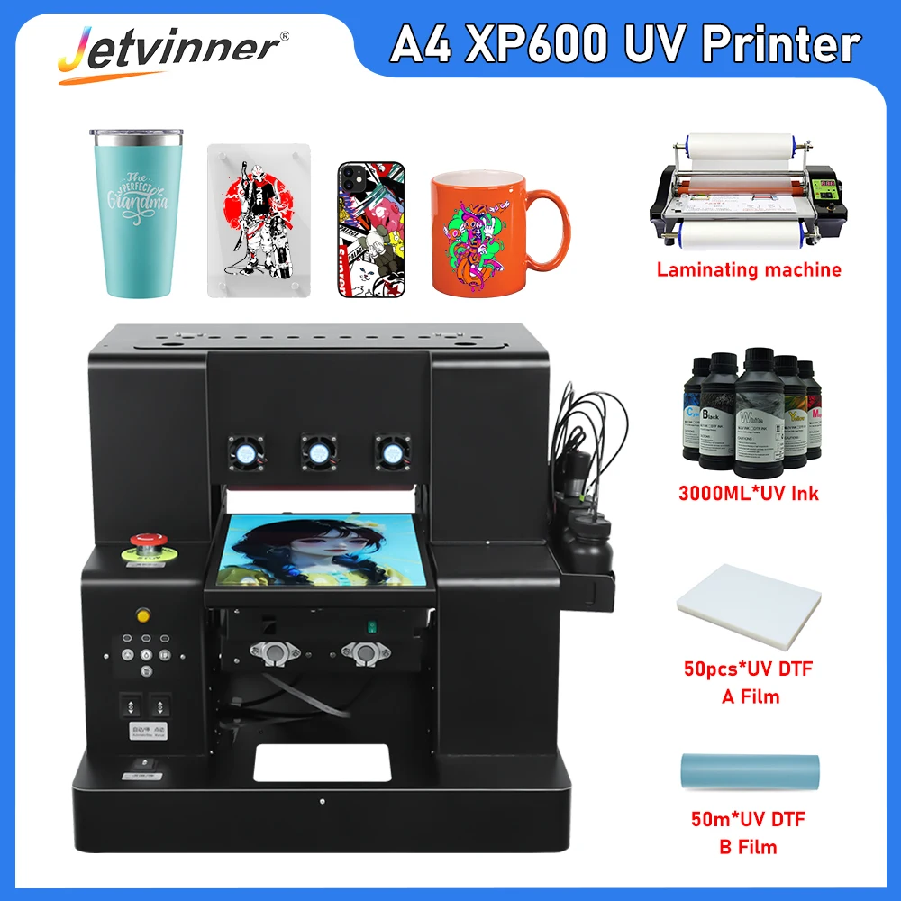 Stampante Uv A4 Per Epson Xp600 Impresora Multifunzionale Con Portabottiglie A4 Uv Dtf Macchina Da Stampa Per Adesivi Per Metallo Acrilico