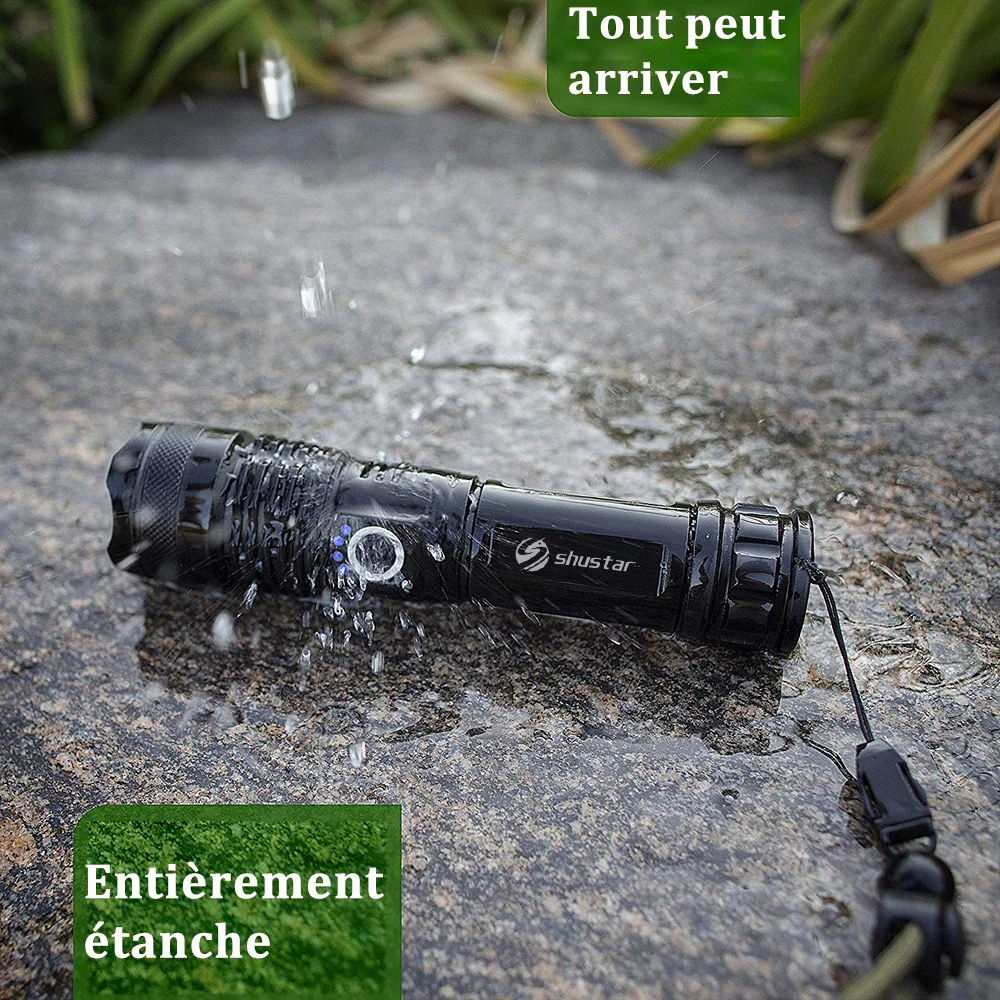 XKSW XLM-P70 Lampe Torche LED,30000-100000 Lumens Lampe de Poche Militaire  Tactique Ultra Puissante Étanche Torche,Lampe Torche Rechargeable USB  (50W-XLM-70, Double batterie), (P70/L2) : : Bricolage