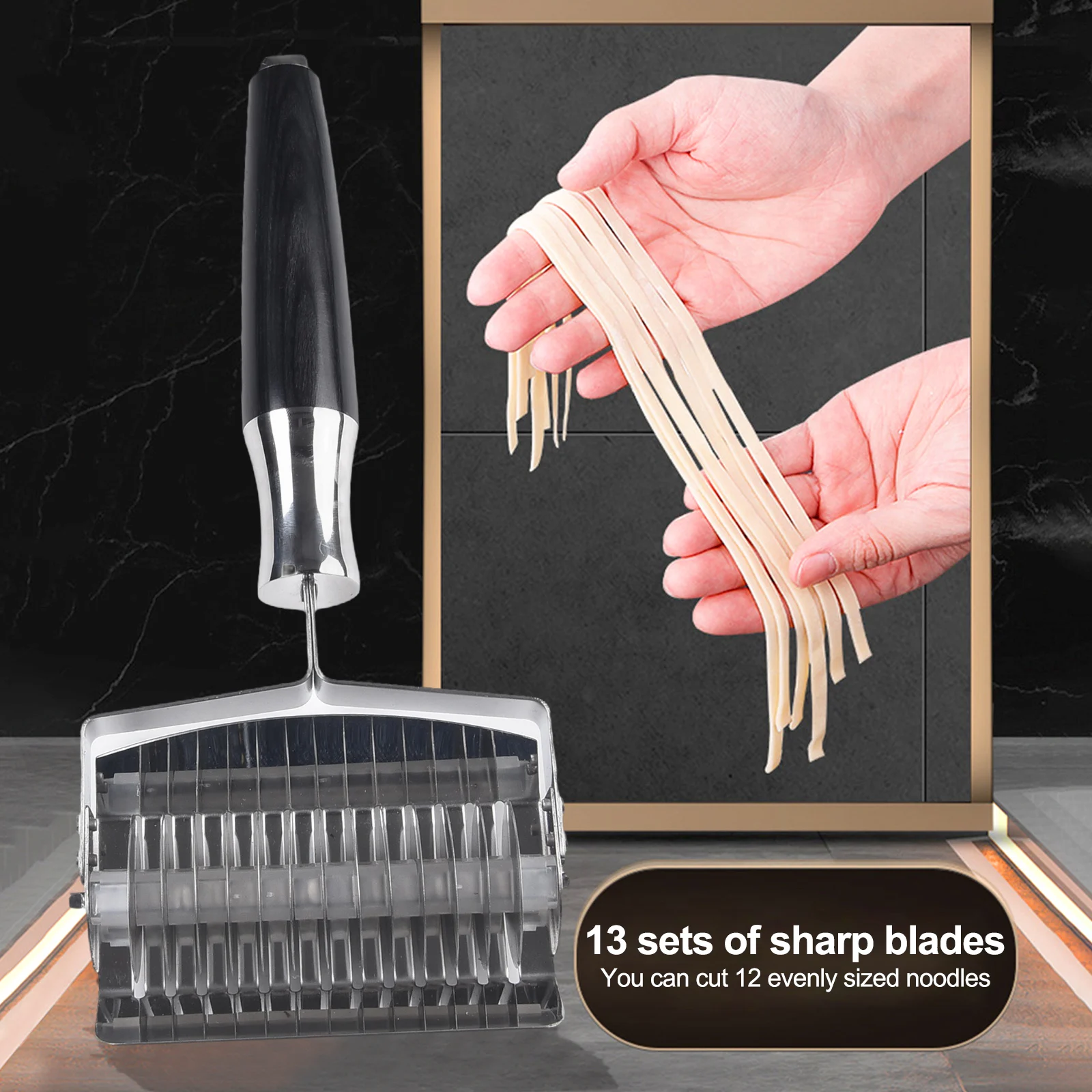 Manual Stainless Steel Noodle Garlic Cut Roller Cutter Dough Cutting Maker Kitchen Tool DIY Multifunctional Kitchenware