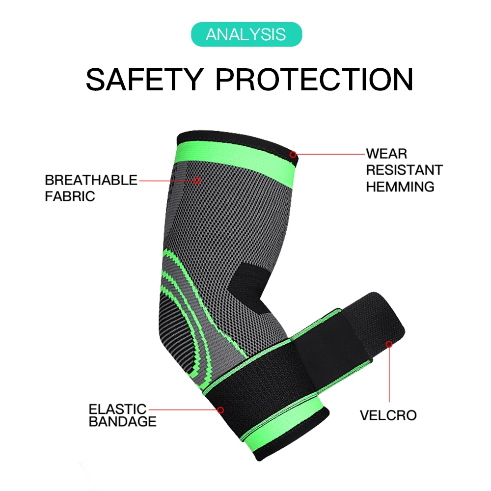 1 PC Supporto per gomito elastico Palestra Fitness Nylon Cuscinetto protettivo Assorbe il sudore Sport Sicurezza Gioco di basket Manica per braccio Tutore per gomito_voghion.com