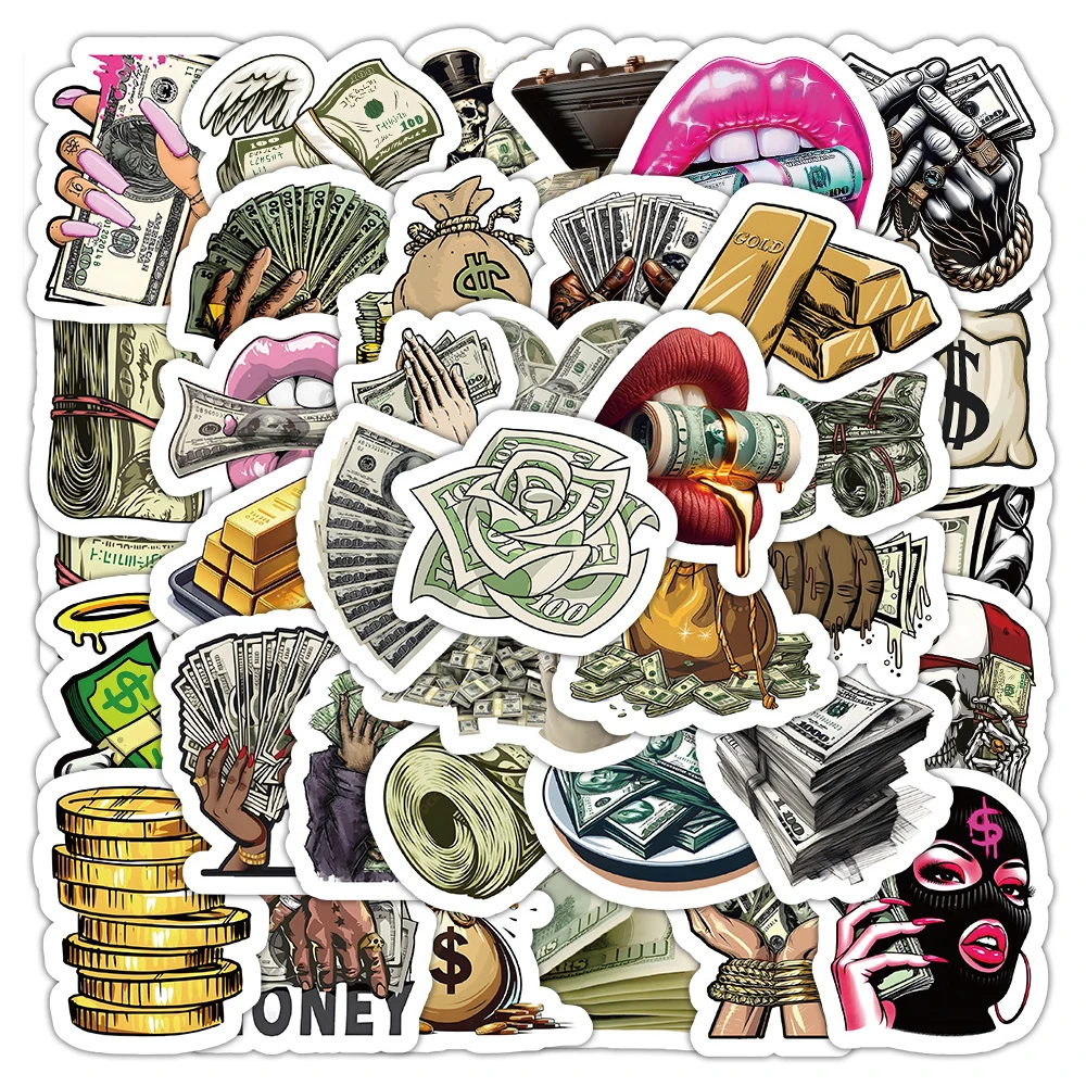 10/30/50pcs Funny Cartoon Money World Stickers Graffiti Waterproof Sticker for Laptop Luggage Skateboard Vinyl Decals Kids Gifts