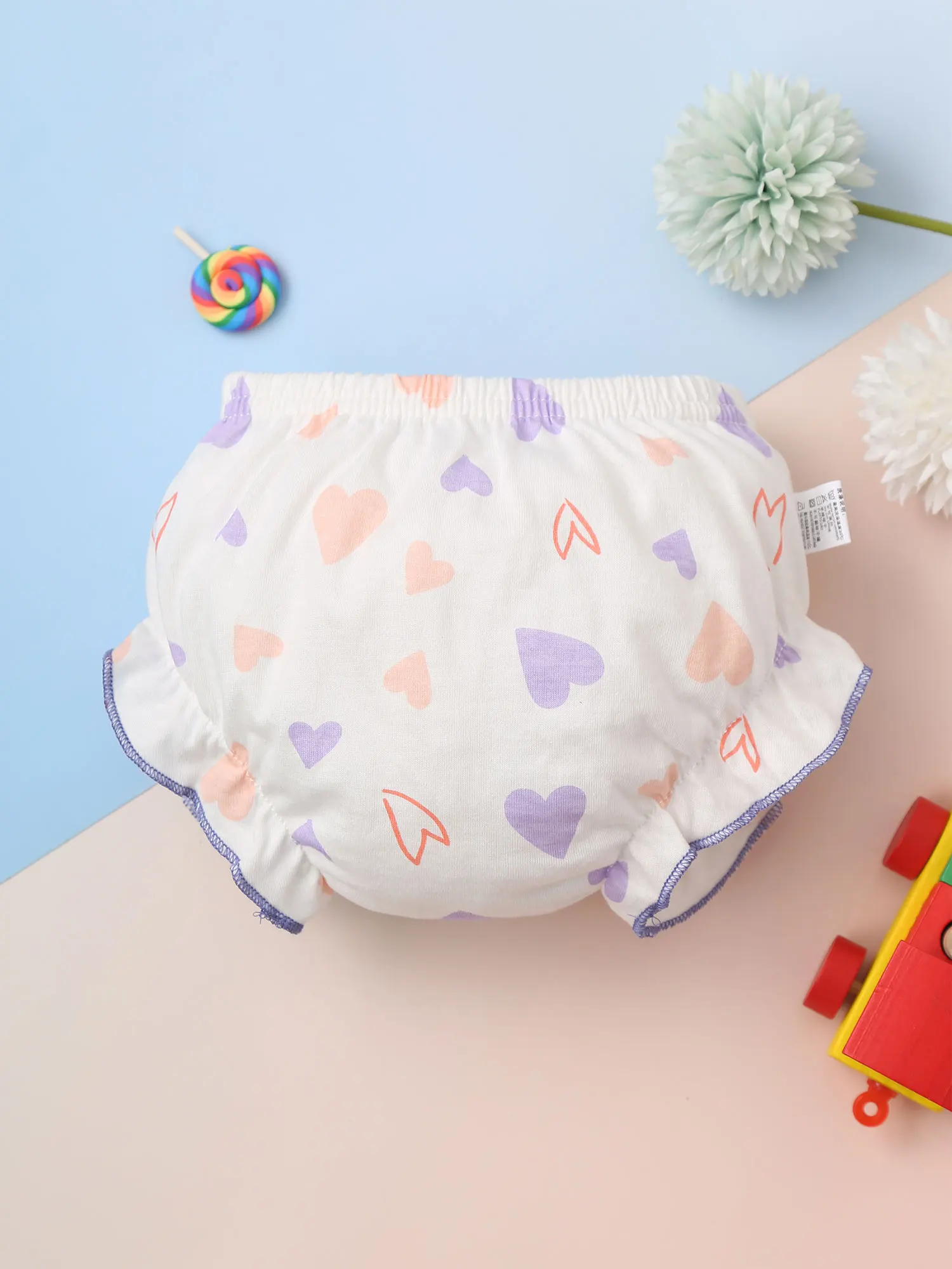 Infant Baby Girls 4Pcs Cotton Bloomers Panties Summer Cute Flower Fruit Print Ruffle Bloomer Diaper Covers Underwear Underpants