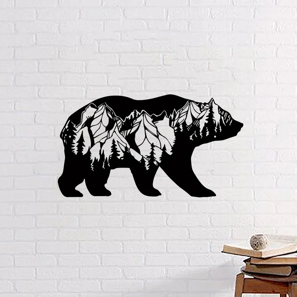

Crafts Bear And Forest Metal Wall Art Decor, Modern Art Wall Decorations, Suitable for Bedroom, Office, Farmhouse Fence Decor