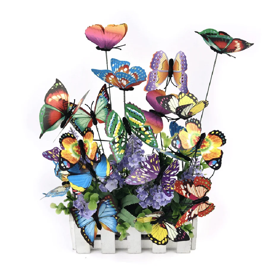 10pcs 3D artificial butterfly indoor flower basket vase outdoor courtyard garden party wreath decoration