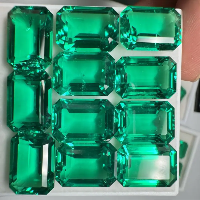 Lab Grown Emerald Stones Hand-cut Hydrothermal with Inclusion Emeralds 10x14mm Gemstone for Diy Jewelry Making