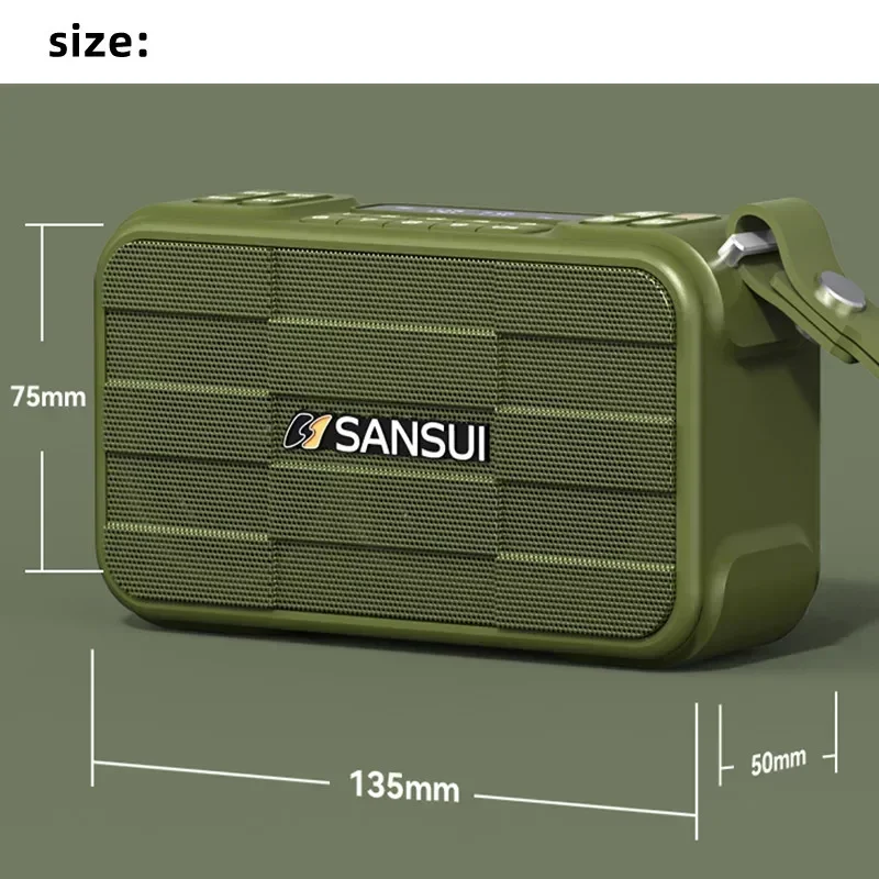 SANSUI F29 Portable Wireless Bluetooth Speakers FM Radio Outdoor HI-FI Subwoofer Supports Headphone Output USB Drive TF Card AUX