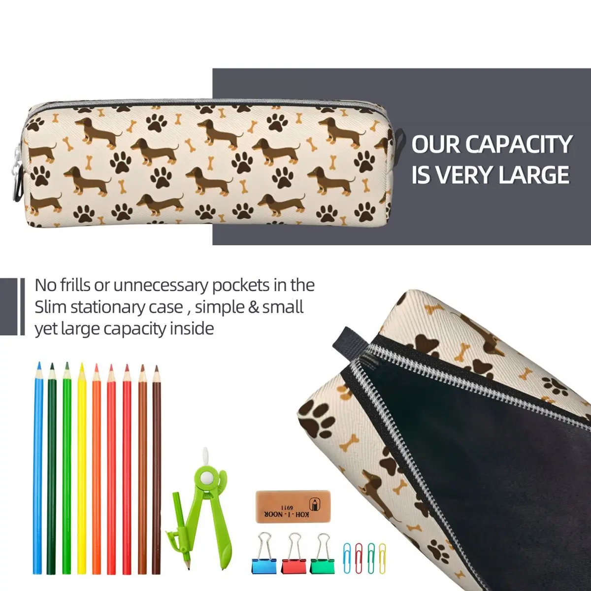 Dachshund Pencil Case Animal Dog Pen Pencil Bags Large Storage Office Cosmetic Box