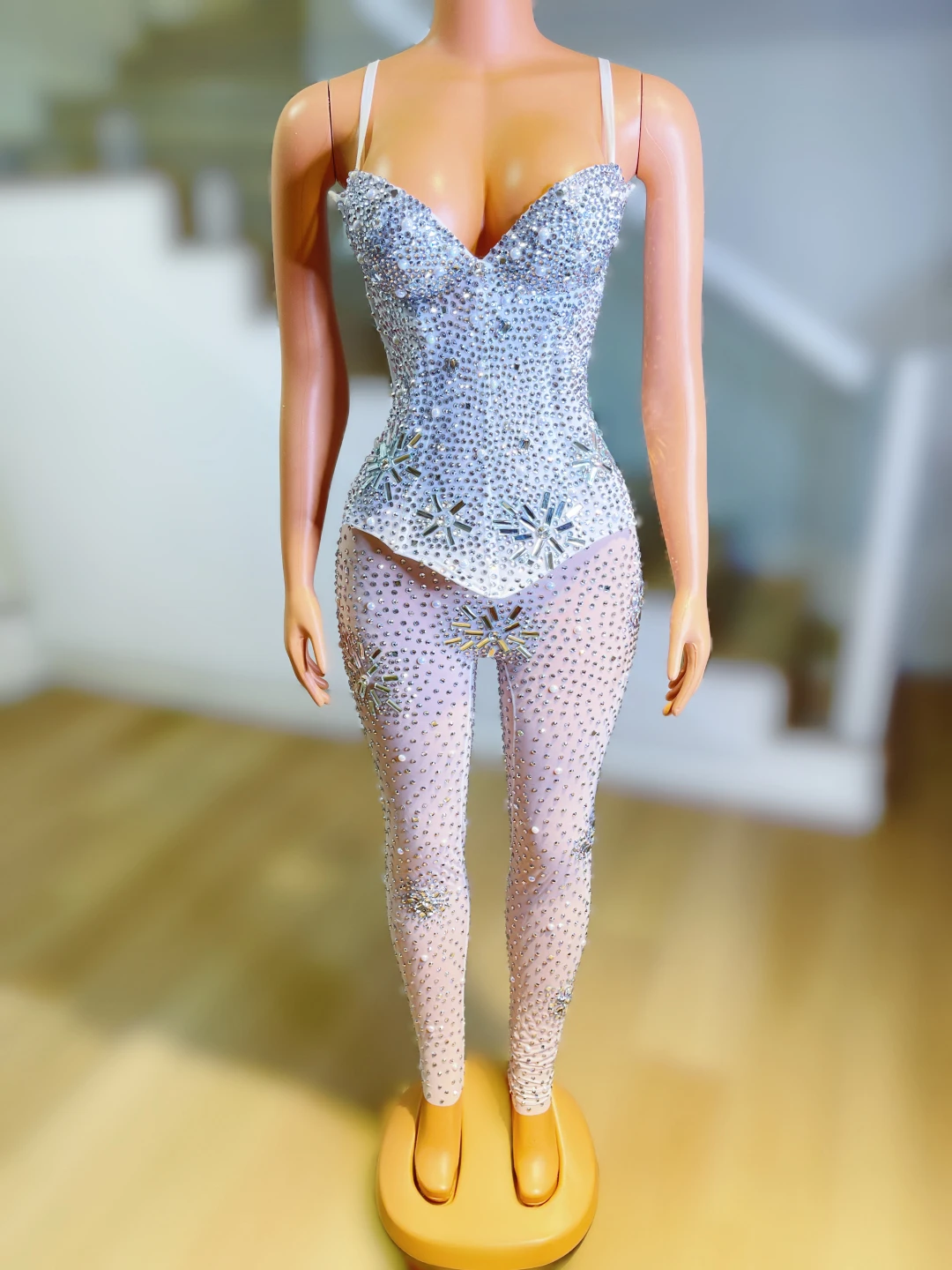 Women's Long Sleeve Rhinestone Tight Nightclub Fashion Jumpsuits main image 1